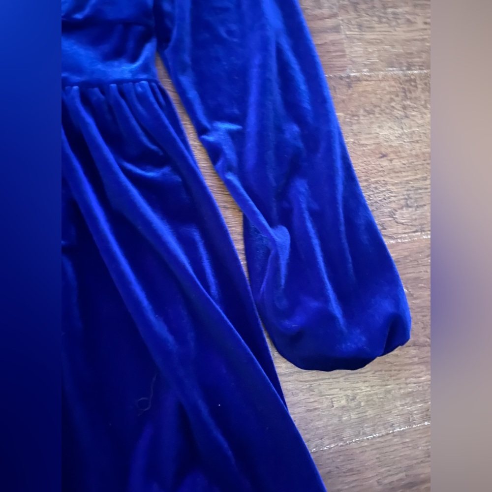 Blue velour plunge dress XL NEW - Picture 9 of 9